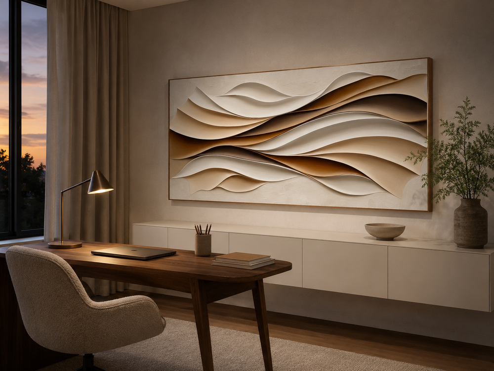 Aveline Wave Canvas Wall Art | Calming Scale, Easy Styling, Neutral