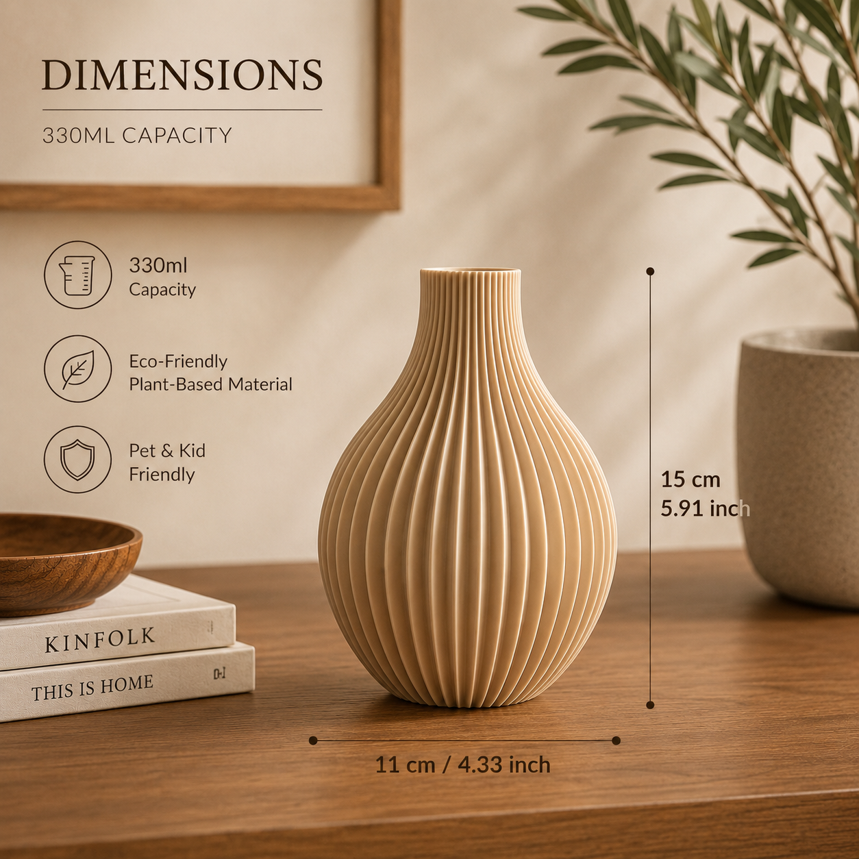 Arden Curve Modern Vase with Pampas Stems Set