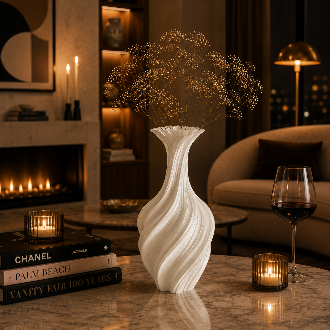 Virelle Metal Vase Sculptural Style, Easy Styling, Spiral Form
