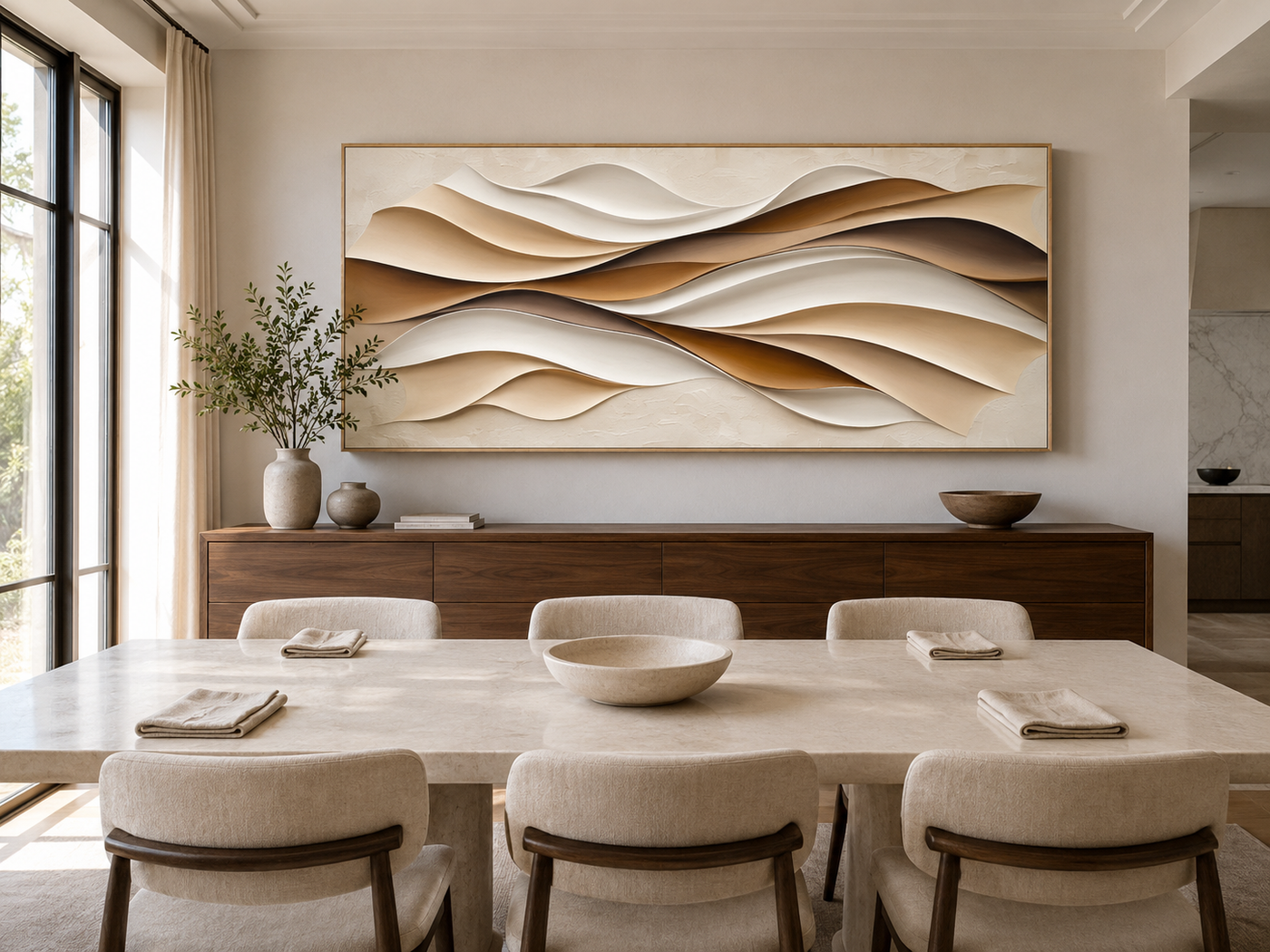 Aveline Wave Canvas Wall Art | Calming Scale, Easy Styling, Neutral