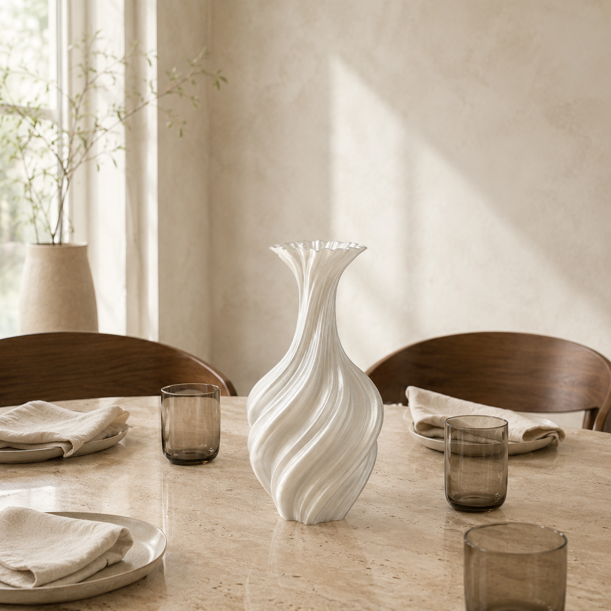 Virelle Metal Vase Sculptural Style, Easy Styling, Spiral Form