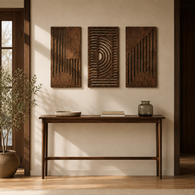 Alden Geometric Wood Wall Art Warmth, Depth, 3-Piece Set