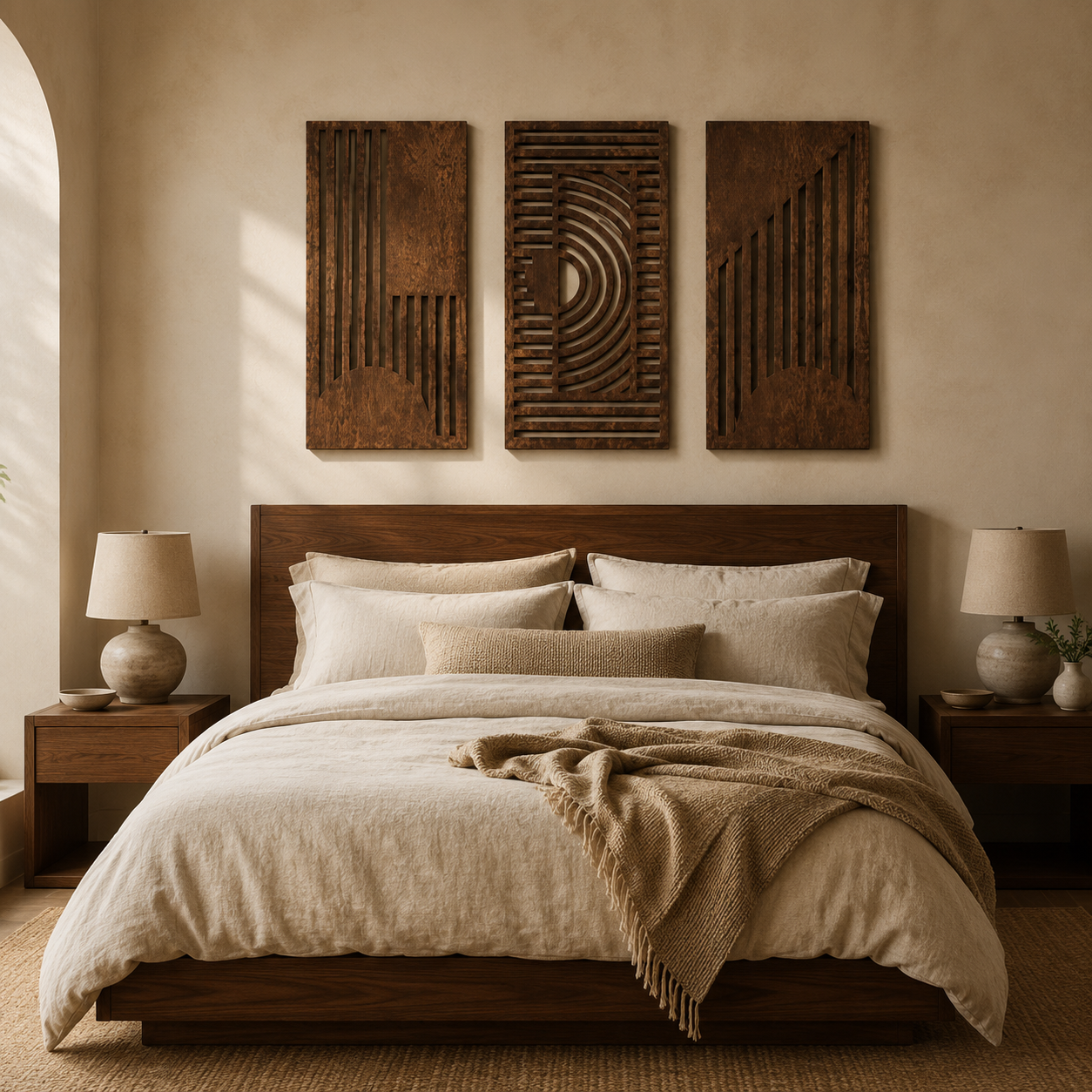 Alden Geometric Wood Wall Art Warmth, Depth, 3-Piece Set
