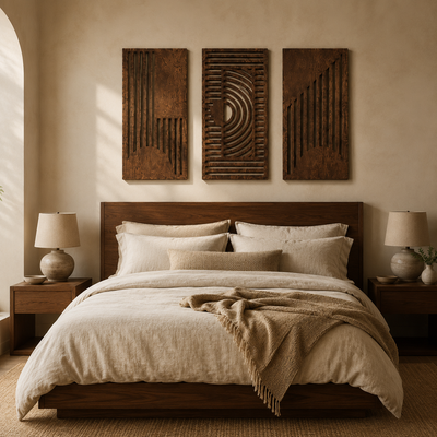 Alden Geometric Wood Wall Art Warmth, Depth, 3-Piece Set