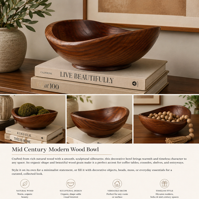 Soren Sculptural Wood Bowl Warmth, Texture, Organic Form