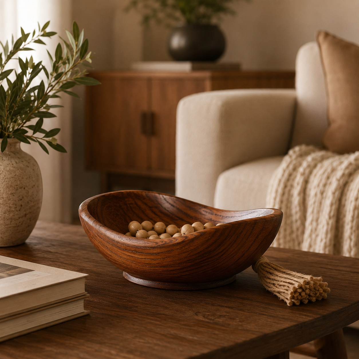 Soren Sculptural Wood Bowl Warmth, Texture, Organic Form