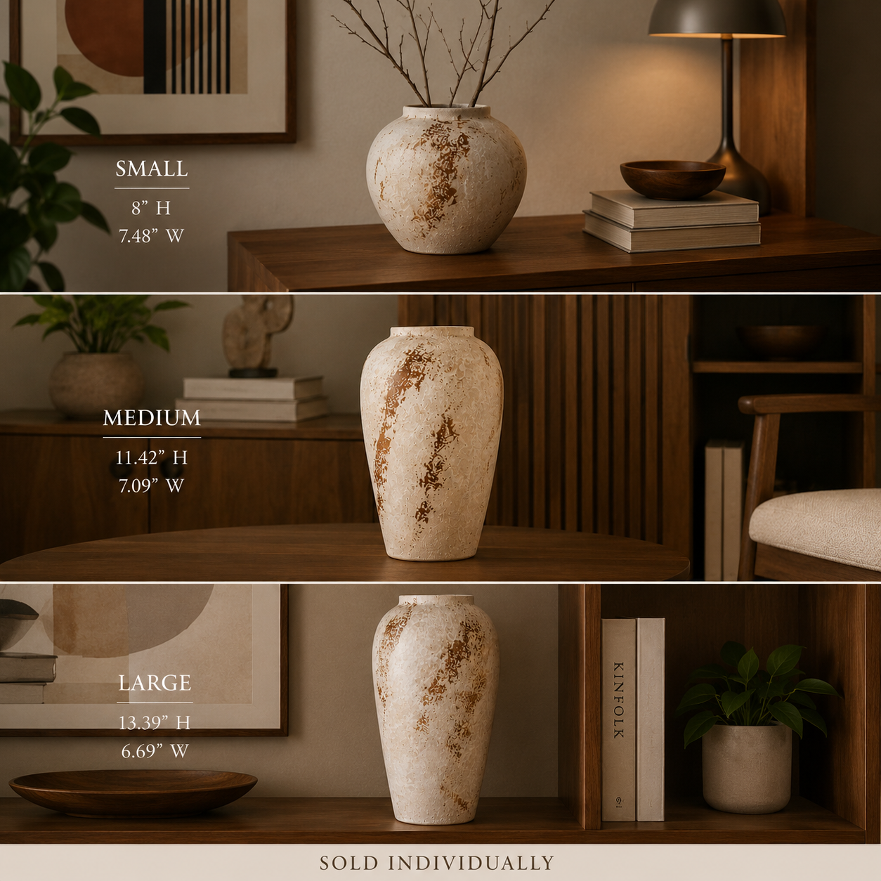 Avenor Ceramic Vase Rustic Texture, Sculptural, Three Sizes