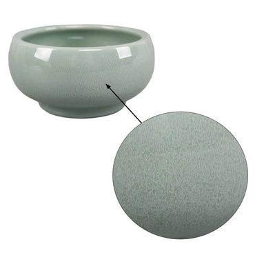 Green Reactive Glaze Ceramic Planter with Drainage Hole – Indoor Tabletop Plant Pot