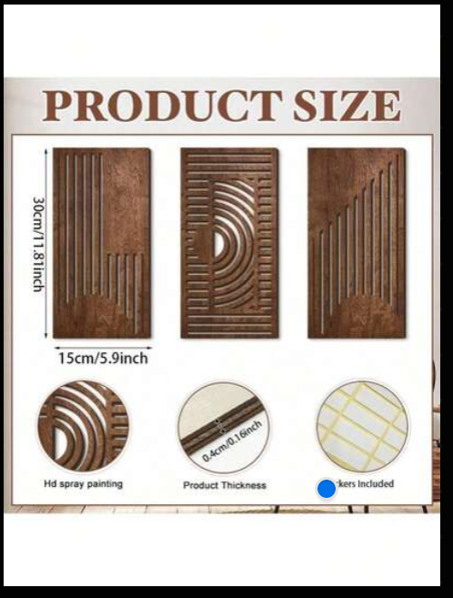 Alden Geometric Wood Wall Art Warmth, Depth, 3-Piece Set