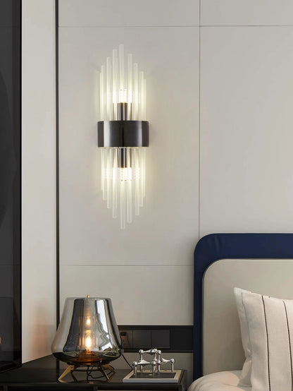 Gold and Black Crystal Wall Sconce – Stainless Steel Indoor Wall Light