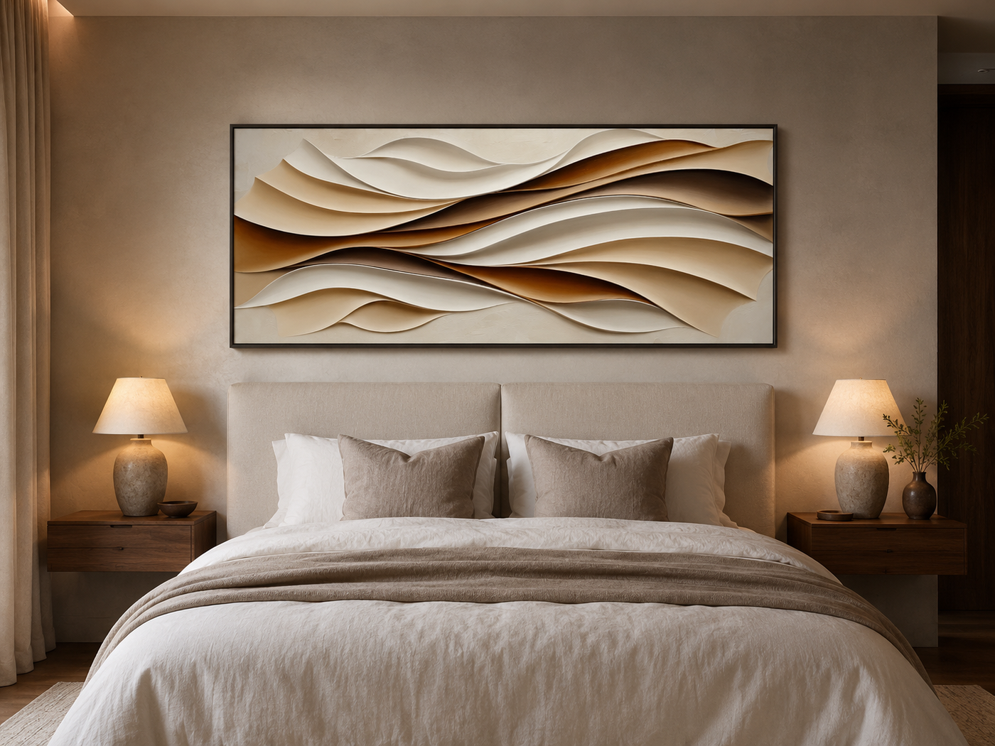 Aveline Wave Canvas Wall Art | Calming Scale, Easy Styling, Neutral