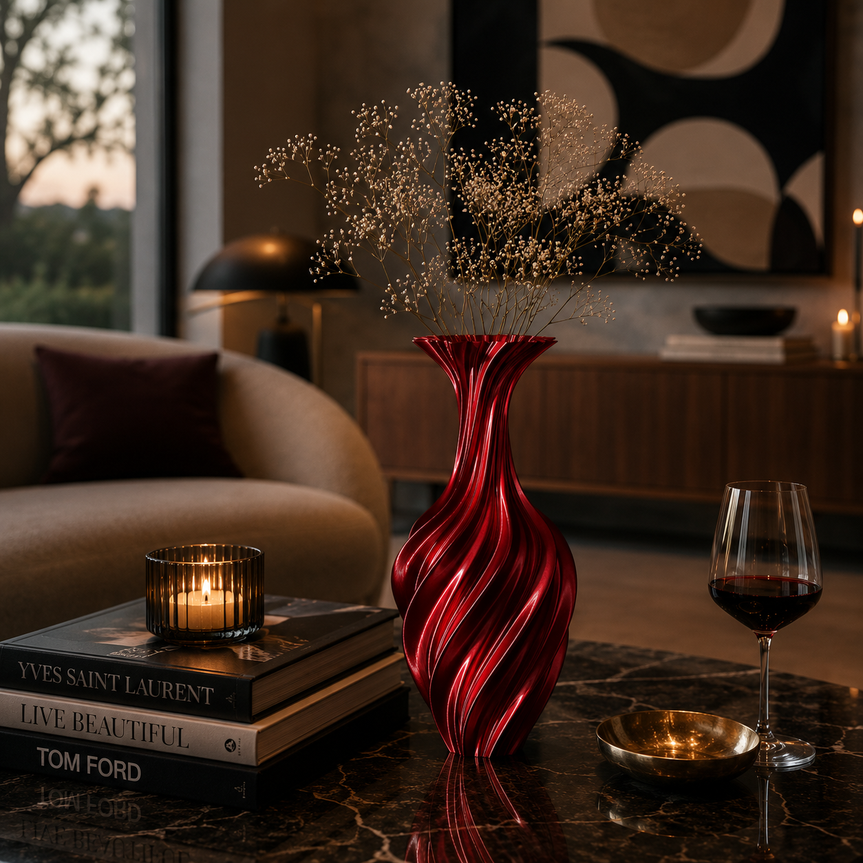 Virelle Metal Vase Sculptural Style, Easy Styling, Spiral Form